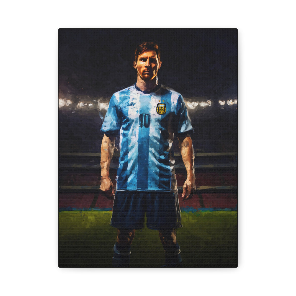 Legendary Lionel Messi: Impressionist Moody Portrait - Stretched Canvas Football Fine Art Print Poster- Ready to Hang Football Wall Art