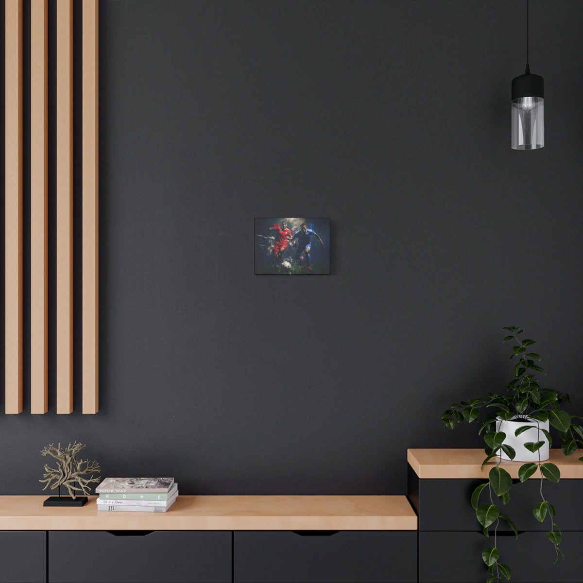 Rivalry Unleashed: Liverpool vs. Everton Expressionist Football Painting Print on Stretched Canvas. Ready to Hang Soccer Fan Gift