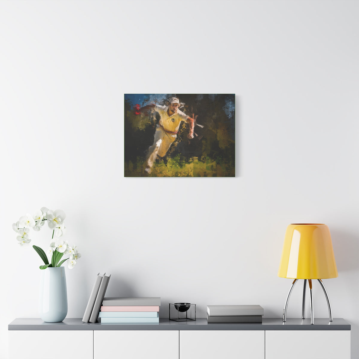 Impressionist Cricket Dynamo: Fast Bowler's Power - Canvas Art Print Poster - Ready to Hang