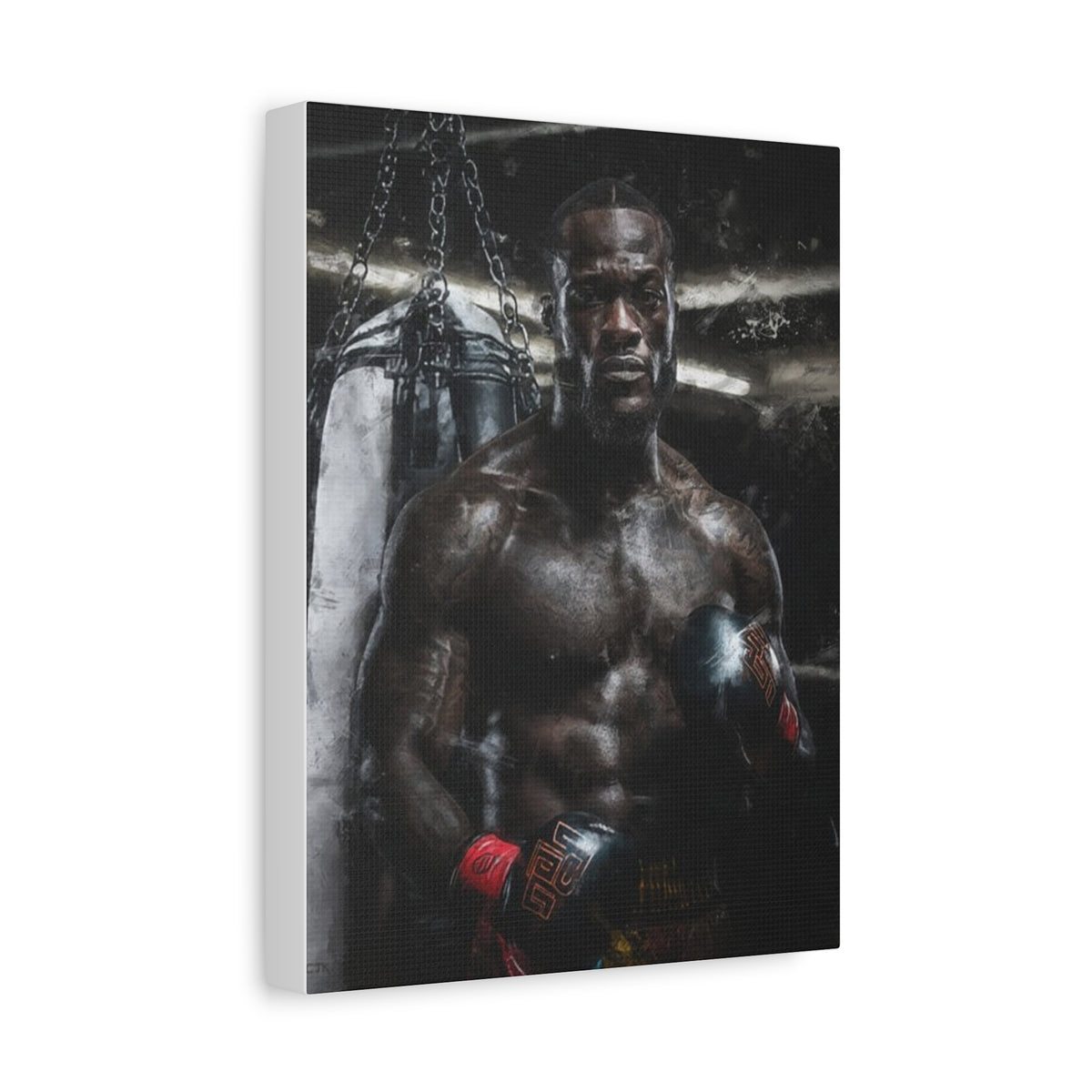 Deontay Wilder Portrait Painting: Power and Precision - Stretched Canvas Fine Art Boxing Print Poster, Ready to Hang, Wall Art Boxing Gift