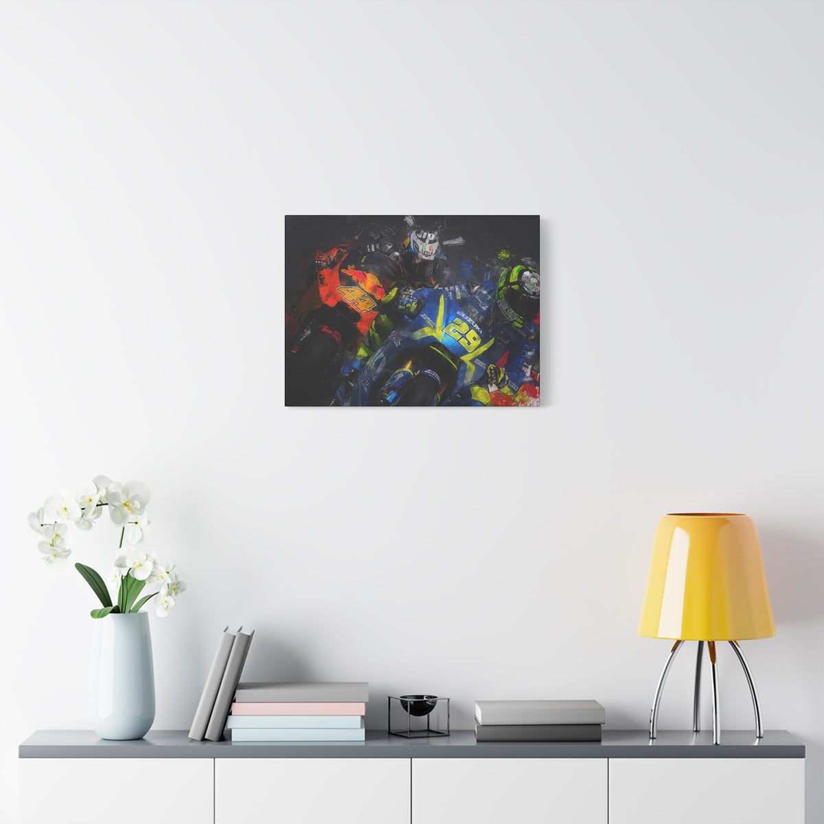 Ride into the MotoGP Thrill: Stretched Canvas Fine Art Print Poster - Ready to Hang, Wall Art MotoGP Gift
