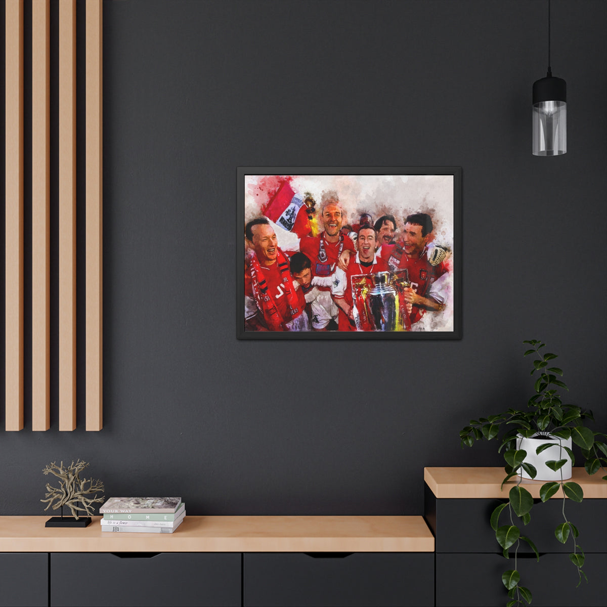 Premiership Winners 1998 Arsenal Watercolour Painting, Ready to Hang Framed Art Print Poster, Gunners Fan Gift