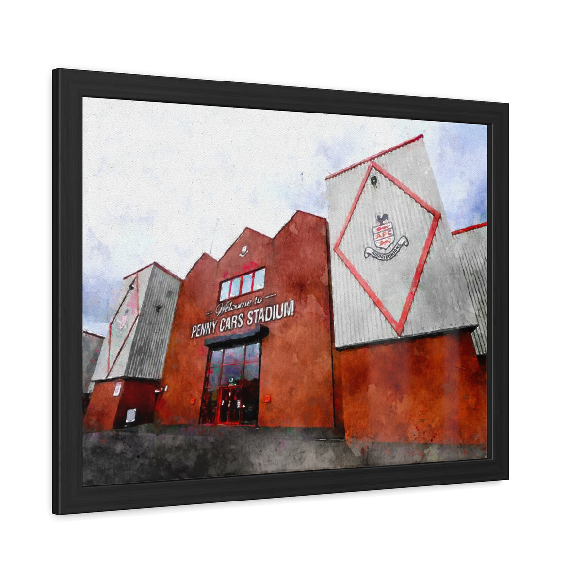 Airdrieonians Excelsior Stadium Watercolour Art - Dynamic Diamonds Football Print - Ready to Hang Framed Watercolour Fine Art Painting Print Poster