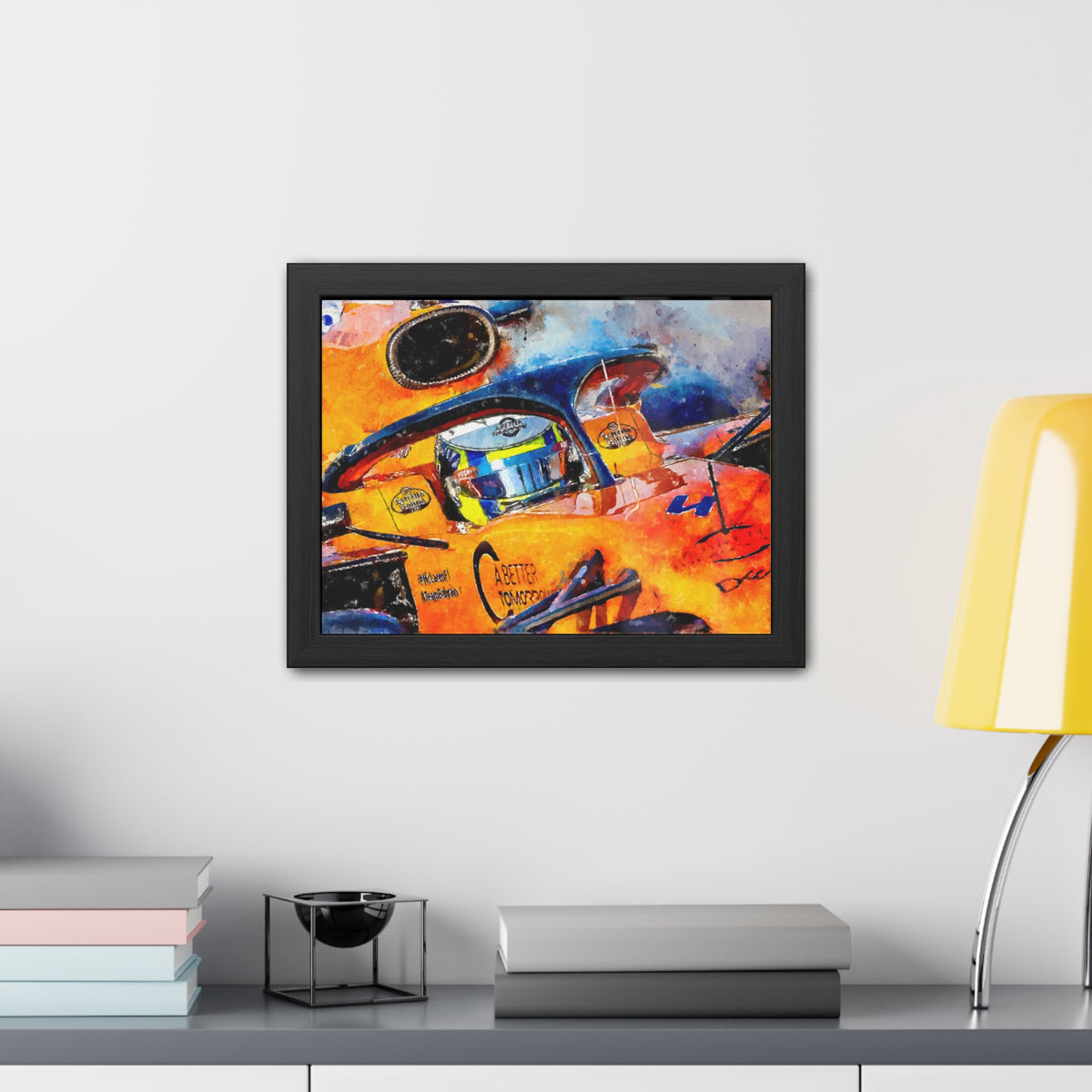 Lando Norris F1 Masterpiece: Framed Watercolour Fine Art Print Poster - Ready to Hang, Wall Art Formula One Gift