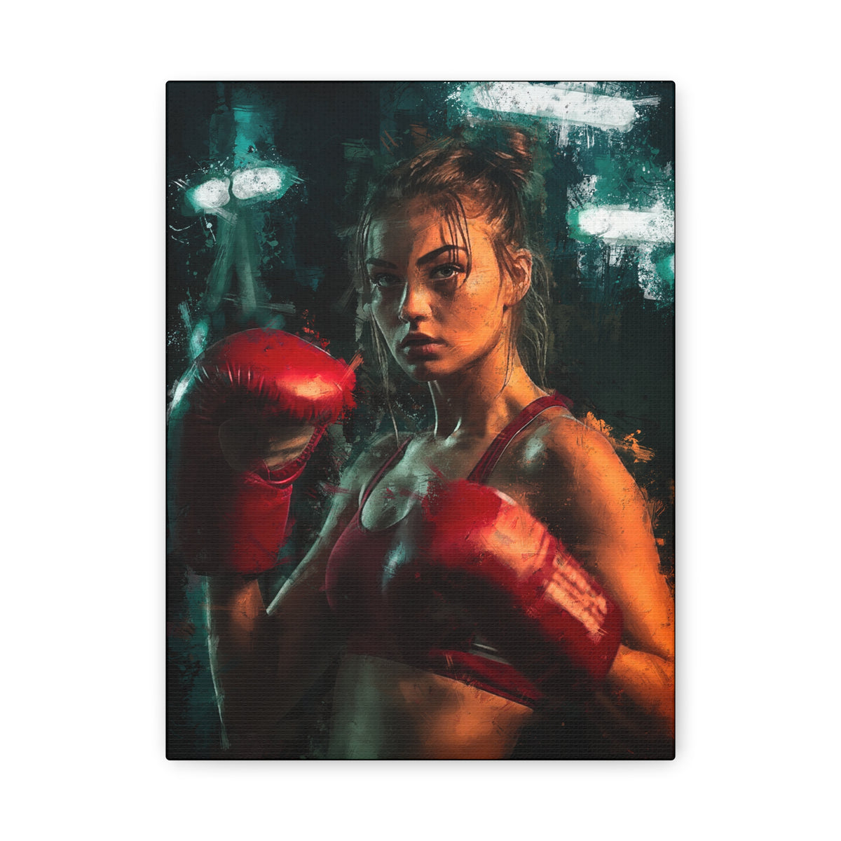 Powerful Punch: Canvas Framed Fine Art Print Poster - Ready to Hang, Wall Art Boxing Gift