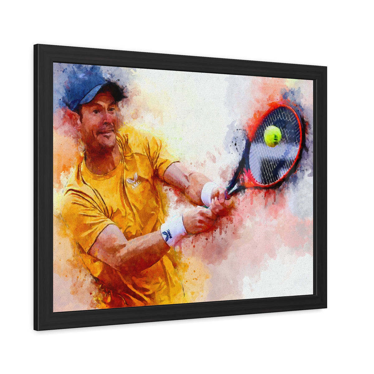Andy Murray Expressionist Portrait: Ready to Hang Framed Watercolour Fine Art Painting Print Poster, Tennis Wall Art, Tennis Fan Gift