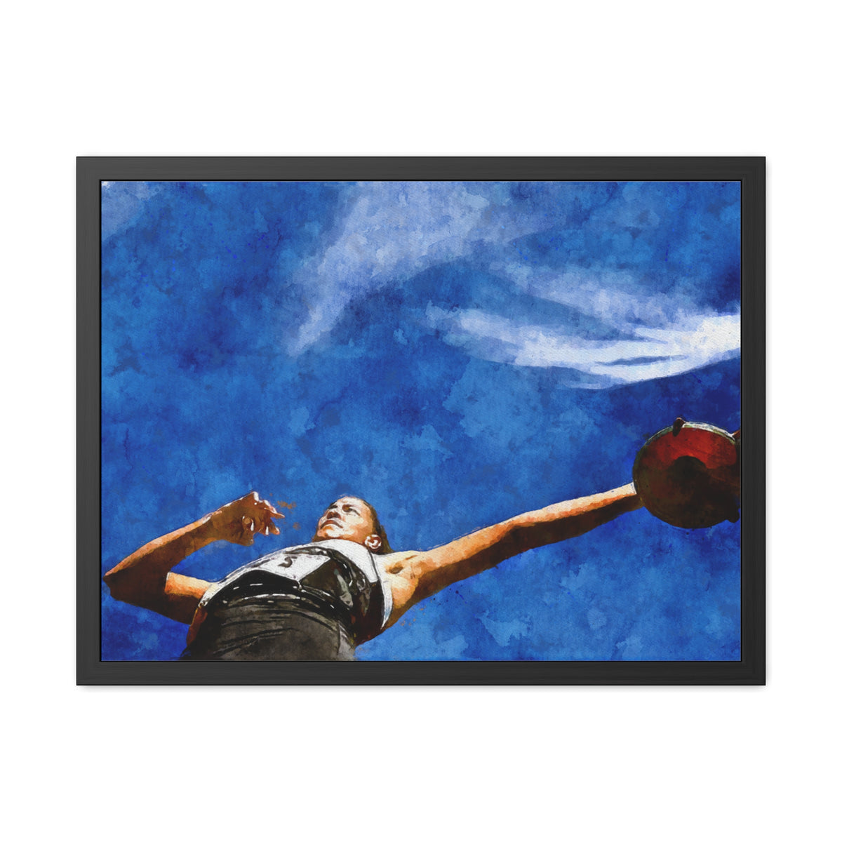 Expressionist Discus Thrower Watercolour Painting, Ready to Hang Framed Fine Art Print Poster, Athletics Wall Art, Athletics Fan Gift