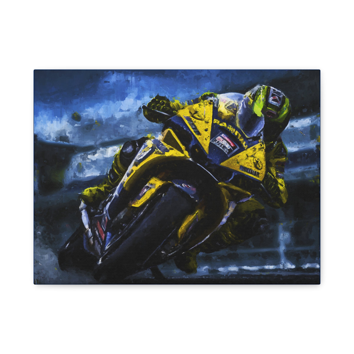 Feel the Thrill: Impressionist MotoGP Bike Rider, Fine Art Print on Stretched Matte Canvas - Ready to Hang, Wall Art MotoGP Gift.