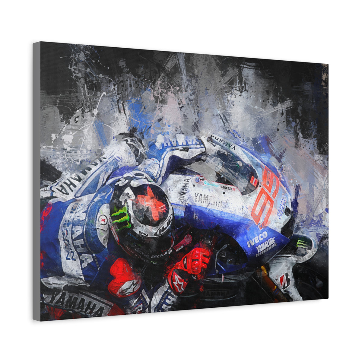 Ride the Rush with Jorge Lorenzo : Stretched Canvas Fine Art MotoGP Print Poster - Ready to Hang, Wall Art MotoGP Gif