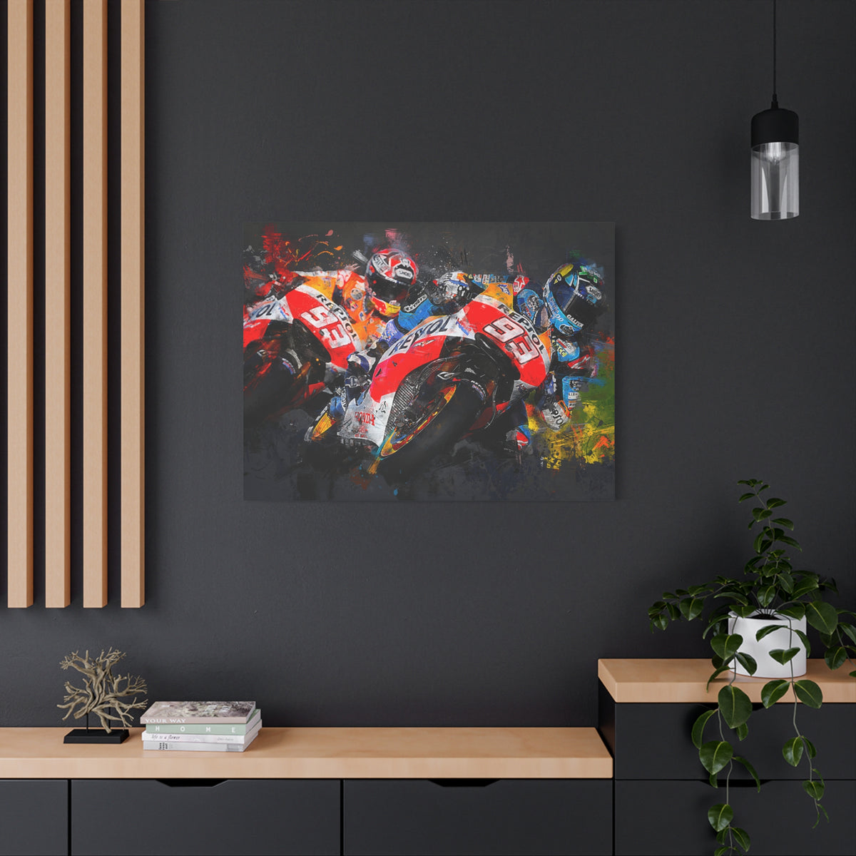 MotoGP Duel: Stretched Canvas Fine Art Print- Ready to Hang, Wall Art Poster, the Ultimate MotoGP Gift