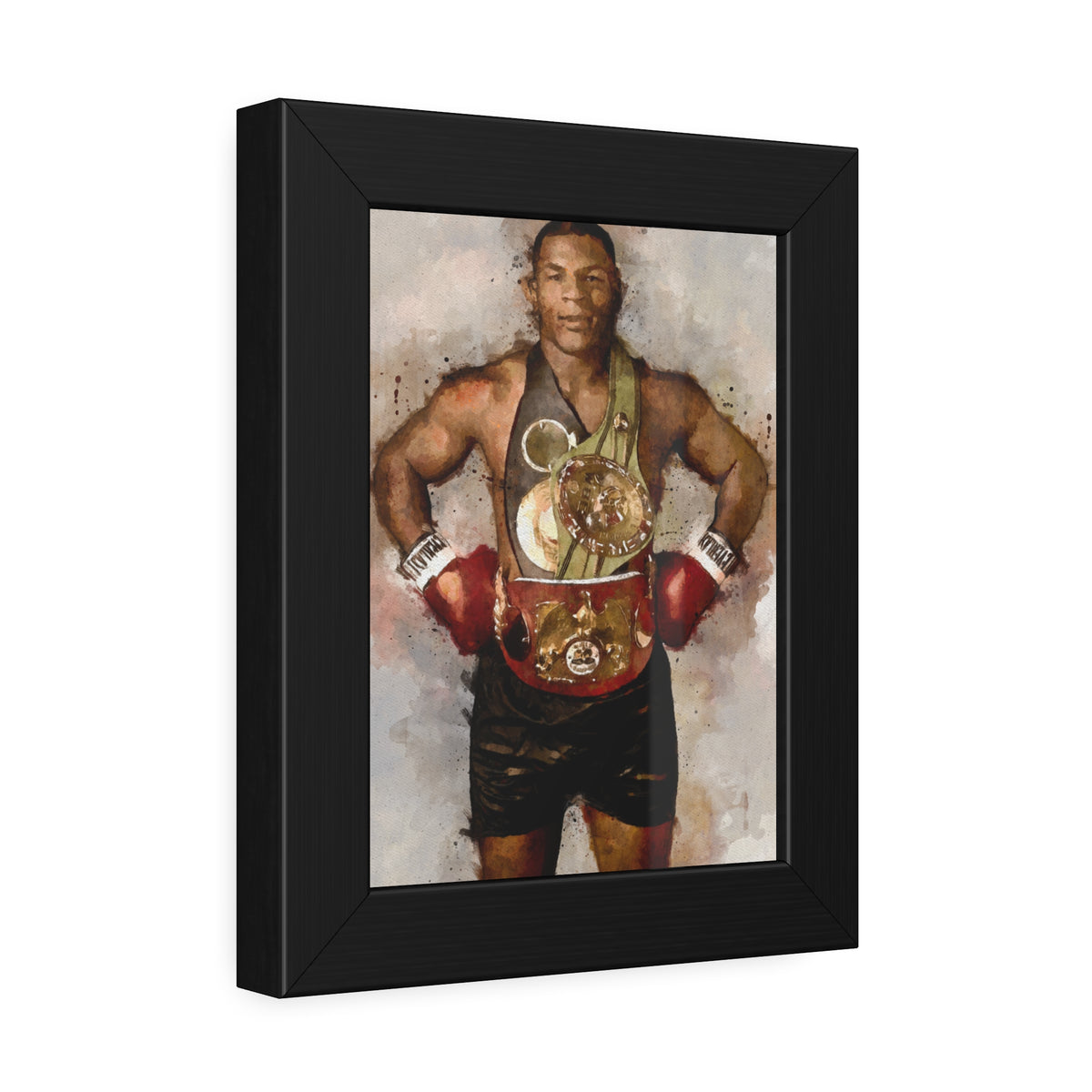 Iron Mike Tyson Portrait: Framed Watercolour Fine Art Boxing Print Poster- Ready to Hang, Wall Art Boxing Gift