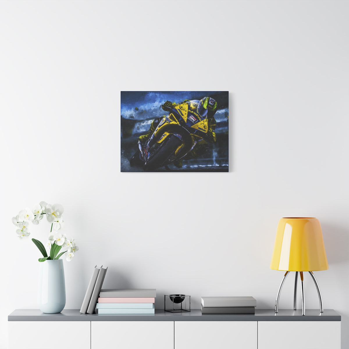 Feel the Thrill: Impressionist MotoGP Bike Rider, Fine Art Print on Stretched Matte Canvas - Ready to Hang, Wall Art MotoGP Gift.