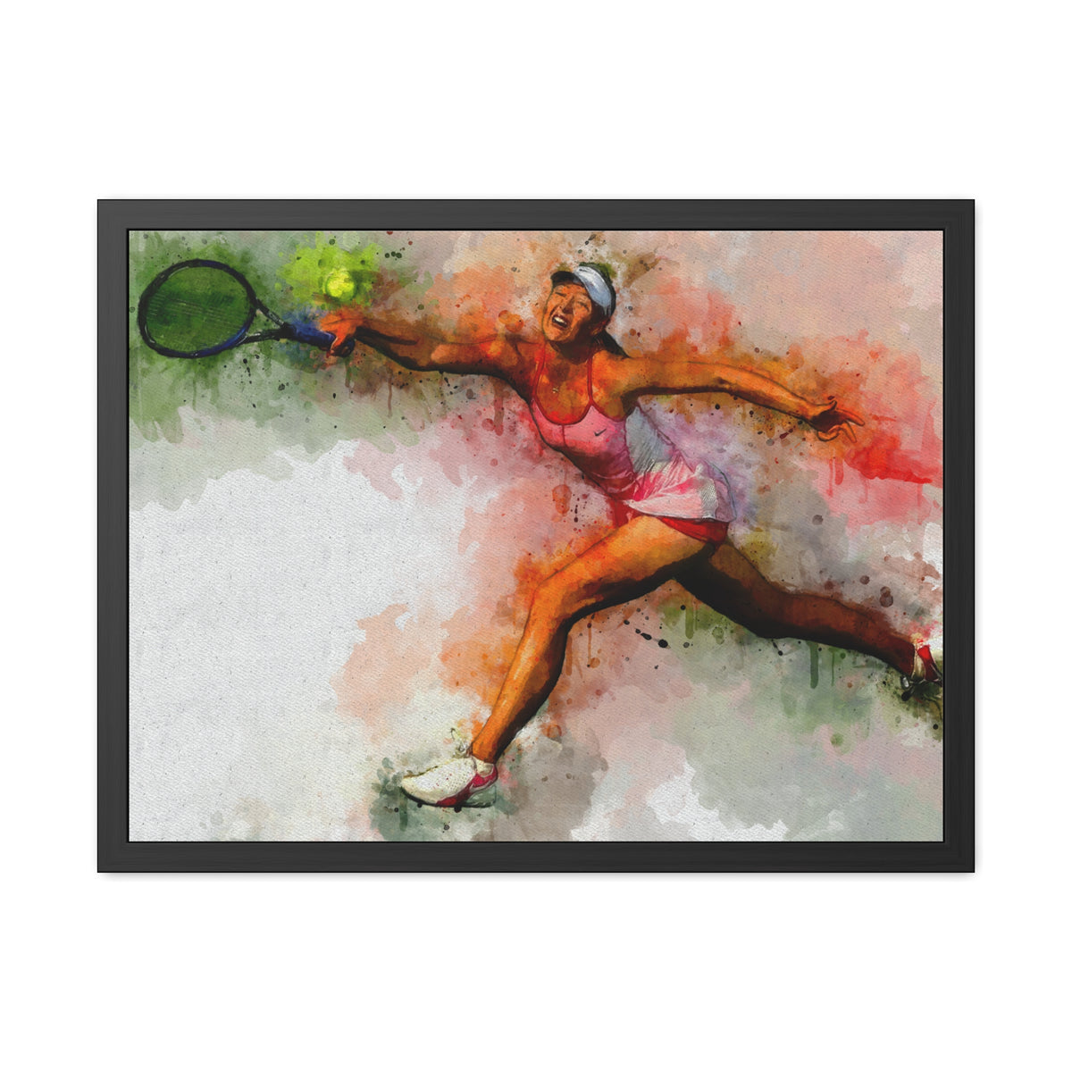 Maria Sharapova Expressionist Portrait: Ready to Hang Framed Watercolour Fine Art Painting Print Poster, Tennis Wall Art, Tennis Fan Gift