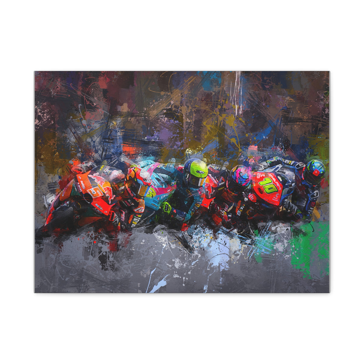 Racing Elegance: Stretched Canvas MotoGP Fine Art Print Poster - Ready to Hang, Wall Art MotoGP Gift