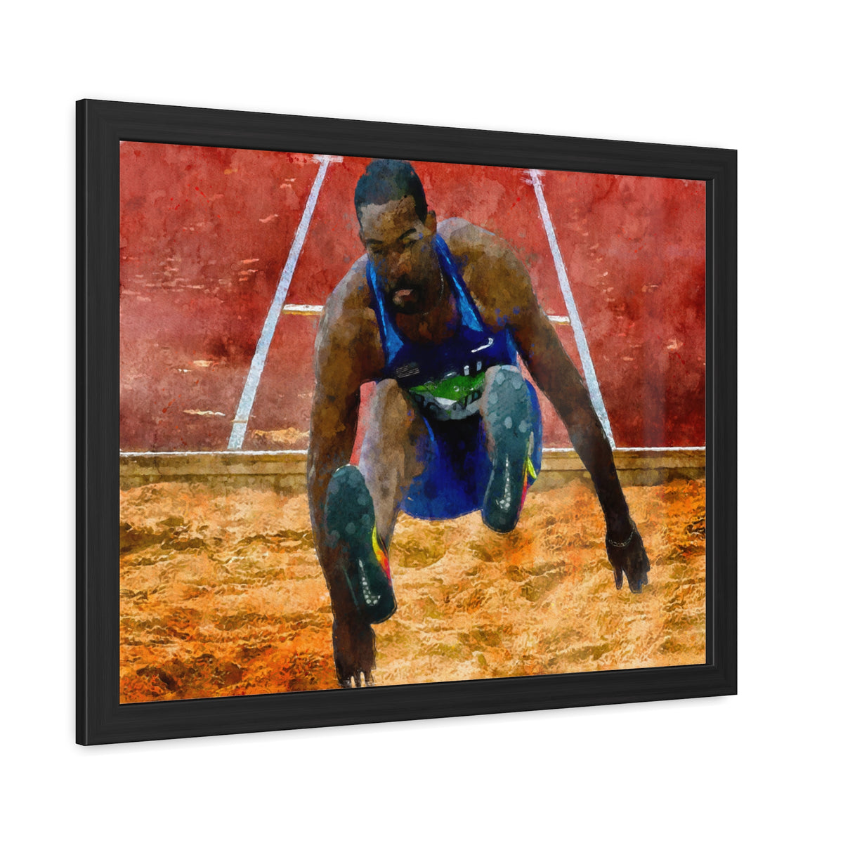 Athletic Grace Long Jumper Painting - Stunning Watercolour Art, Ready to Hang Framed Watercolour Fine Art Painting Print Poster, Athletics Wall Art, Athletics Fan Gift