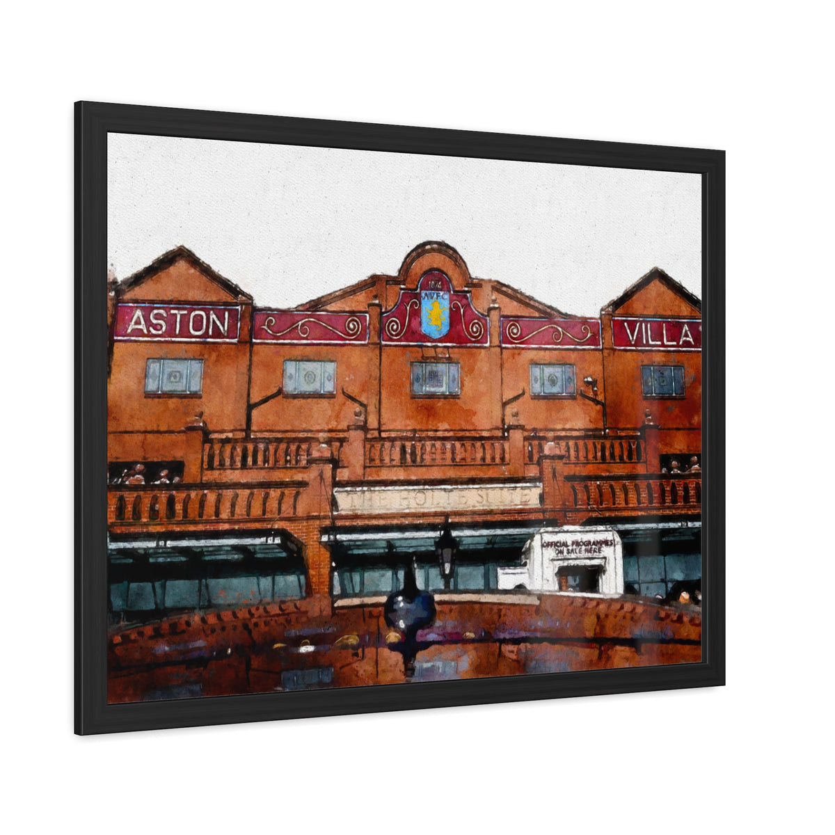 Aston Villa - Expressionist Modern Art - Ready to Hang Framed Watercolour Fine Art Painting Print Poster, Football Wall Art, Soccer Fan Gift