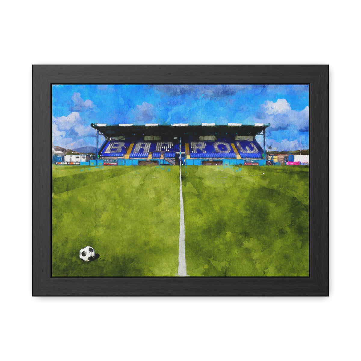 Barrow Holker Street Watercolour Fine Art Painting - Ready to Hang Framed Print Poster, Football Wall Art, Soccer Fan Gift