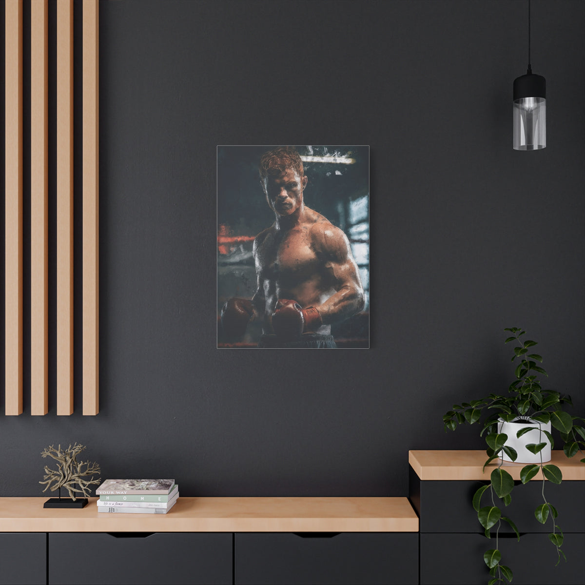 Canelo Álvarez Painting: Expressive Boxing Brilliance - Stretched Canvas Fine Art Boxing Print Poster, Ready to Hang, Wall Art Boxing Gift