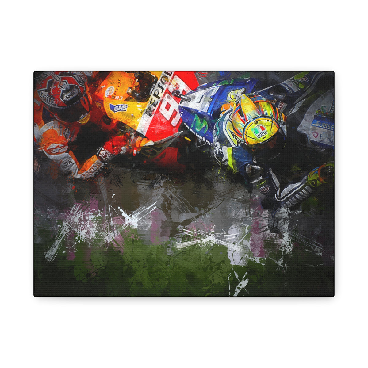 Duel of Champions: Stretched Canvas Fine Art MotoGP Print Poster - Ready to Hang, Wall Art MotoGP Gift